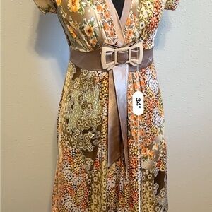 Taylor Yellow and Orange Flutter Sleeve Sundress Small